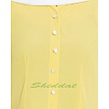 Casual abaya dress with multiple pleats and double sleeves- Lemon Yellow